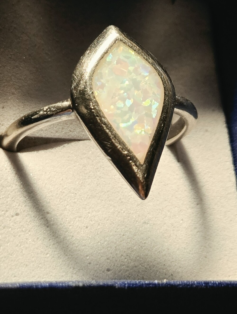Kite Cut White Opal Sterling Silver (925) Ring See 📷 'S